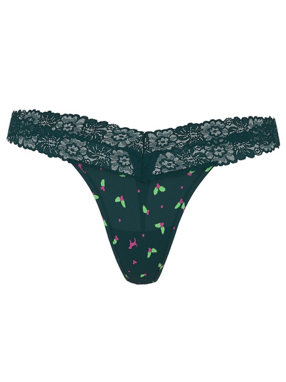 VS PINK Cotton Lace Trim Thong Panty